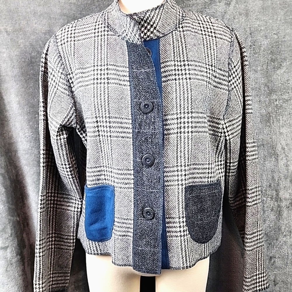 Camelon Houndstooth Jacket Size M Made In USA. 85% Wool